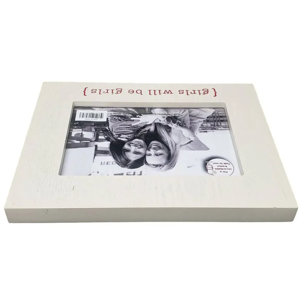 Girls Will Be Girls Light Wooden Recordable Picture Frame Fits 5 x 7 Pictures